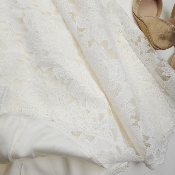 White House Black Market White Floral Lace Eyelet Embroidered Dress Sz 8 - Picture 10 of 16